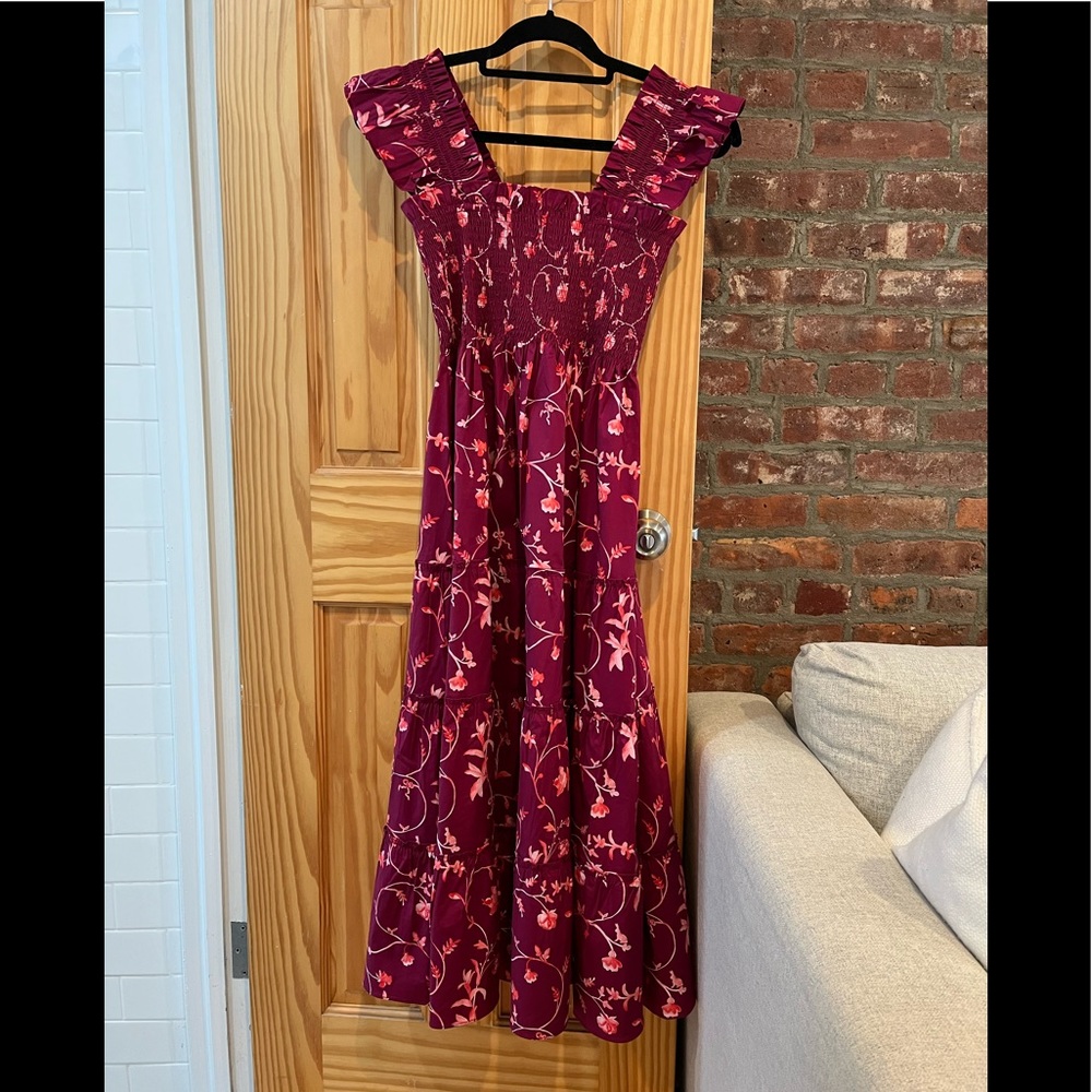 Hill House Home Ellie Nap Dress Burgundy Botanical XS